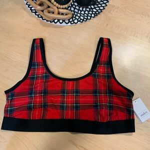 Auden Women's Red Plaid Sports Bra